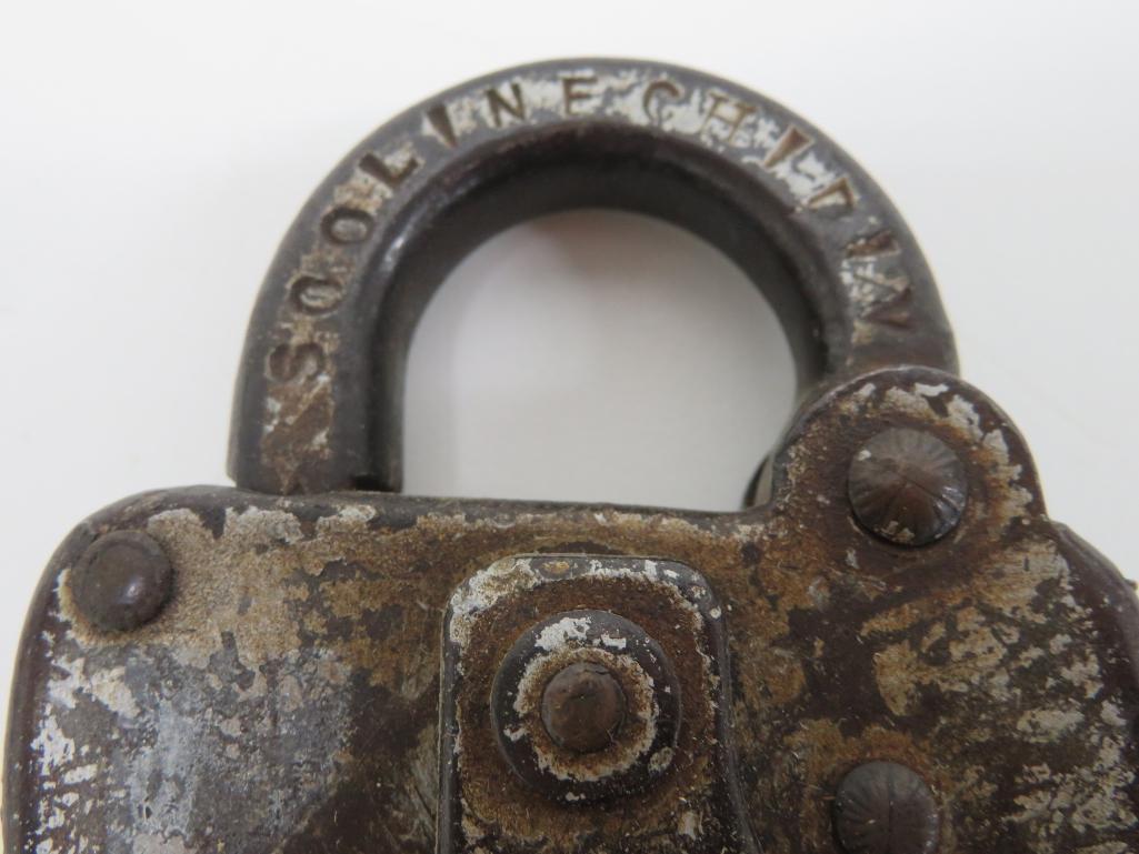 Soo Line Chicago Division Railroad Lock and Key, 3 1/2"