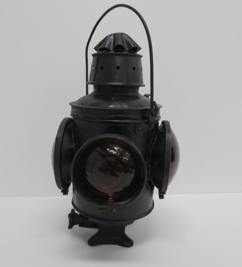 Chicago Milwaukee St Paul Railroad Switchman lantern, four lens. 15"