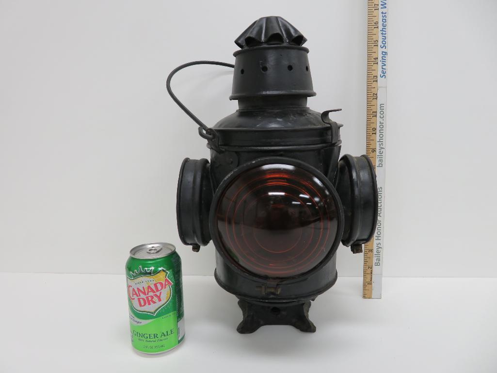 Chicago Milwaukee St Paul Railroad Switchman lantern, four lens. 15"