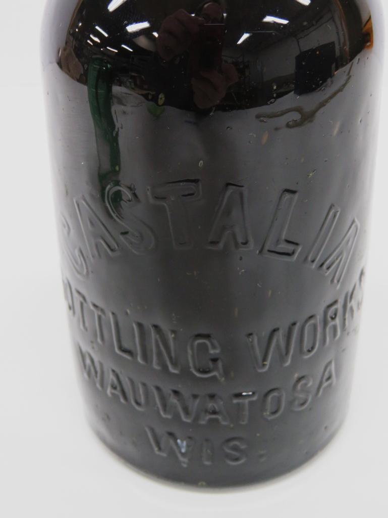 Castalia Bottling Works Wauwatosa Wis, black, 8", blob bottle