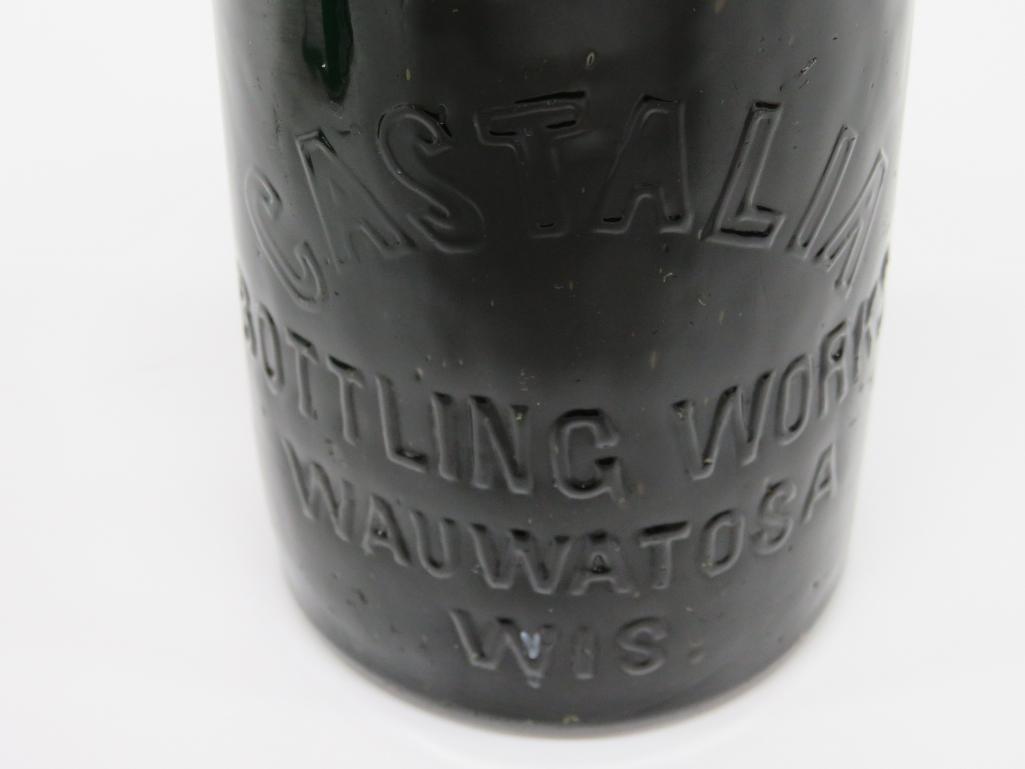 Castalia Bottling Works Wauwatosa Wis, black, 8", blob bottle