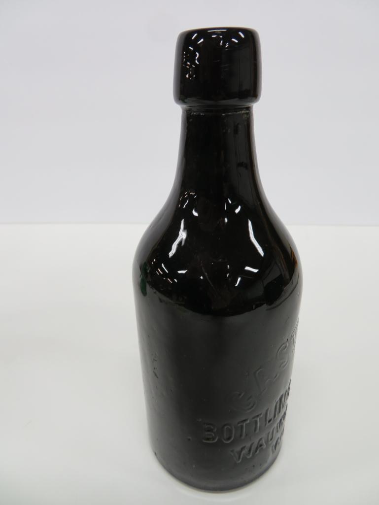 Castalia Bottling Works Wauwatosa Wis, black, 8", blob bottle