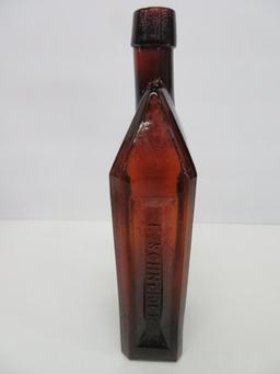 E Schneiders amber whiskey bottle, 10"