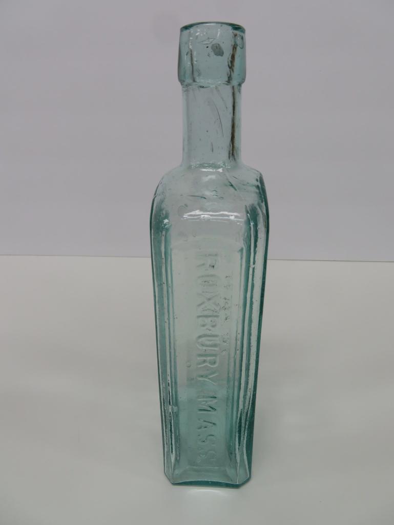 Dr Kennedy Medical Discovery aqua bottle, 9", Roxbury Mass