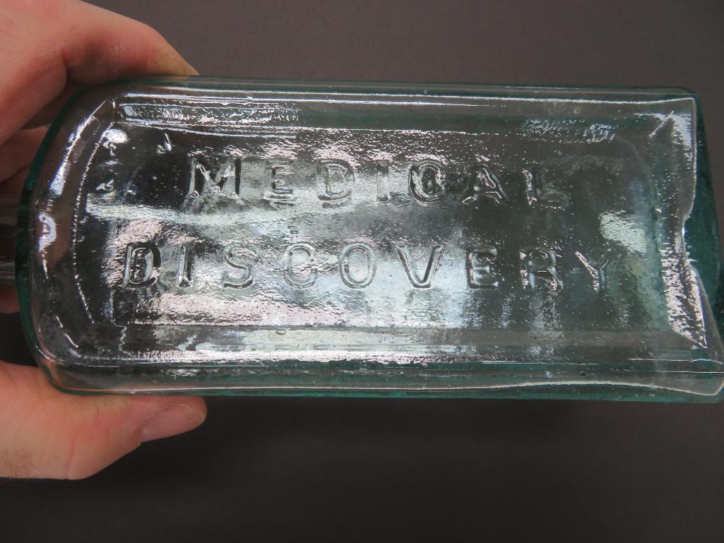 Dr Kennedy Medical Discovery aqua bottle, 9", Roxbury Mass