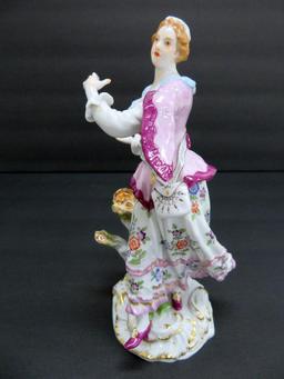 Meissen figurine, 7", woman by stump, c 1950