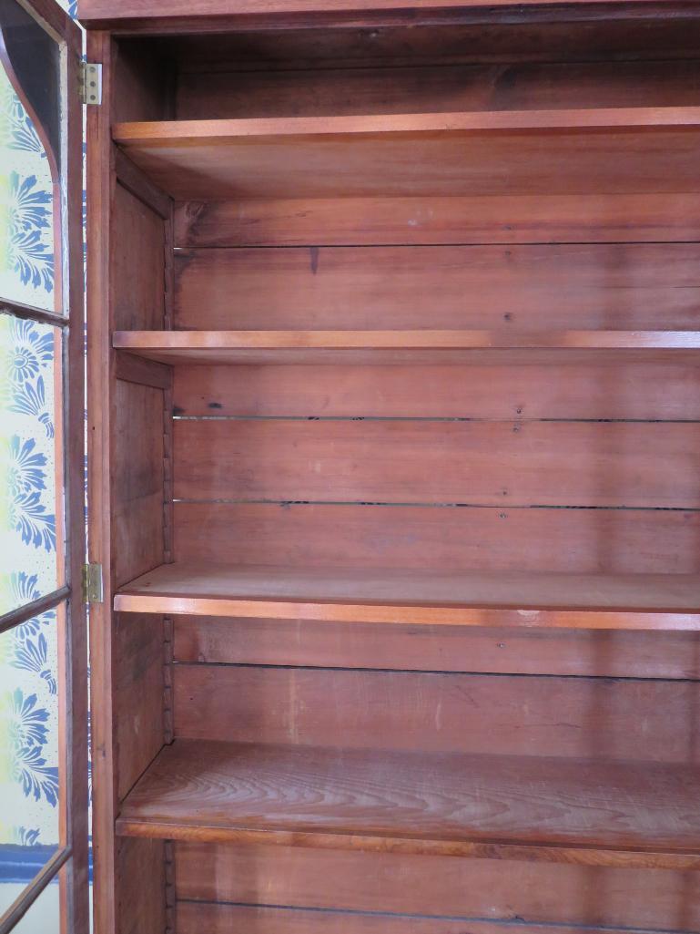 c 1870 Early Cupboard, glass doors, drawers and drawered base