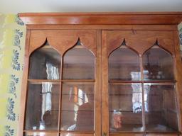 c 1870 Early Cupboard, glass doors, drawers and drawered base