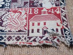 Lovely 1844 Jacquard woven antique coverlet