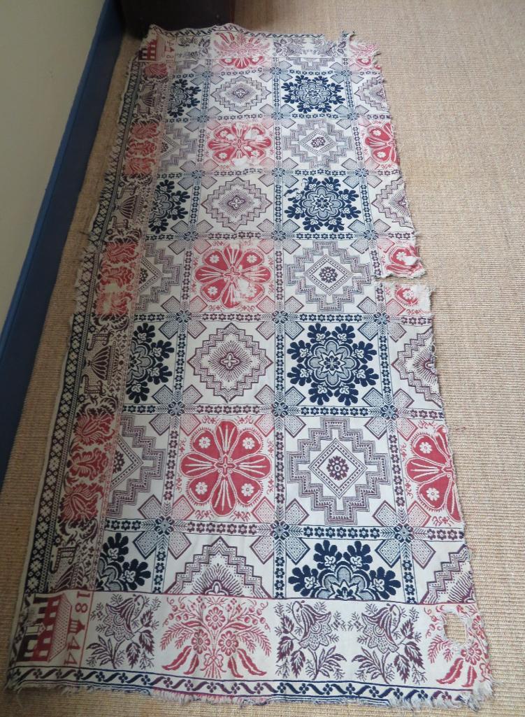 Lovely 1844 Jacquard woven antique coverlet