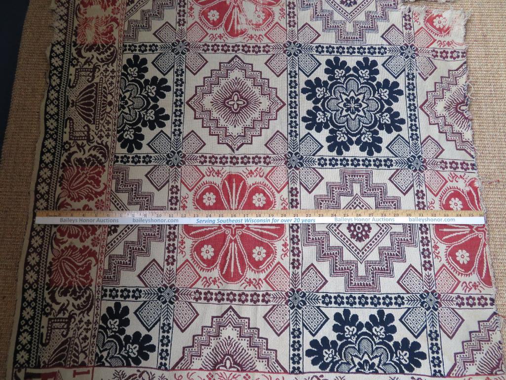 Lovely 1844 Jacquard woven antique coverlet