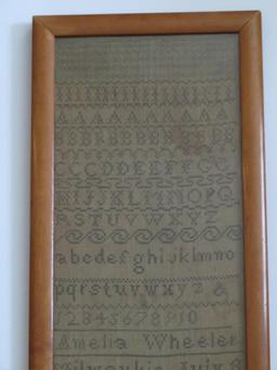 Antique July 8, 1843 Milwaukie Sampler, framed