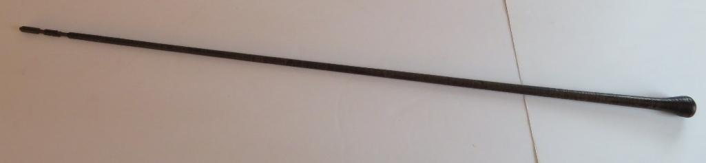 Antique Stove Pipe hat and leather wrapped walking stick