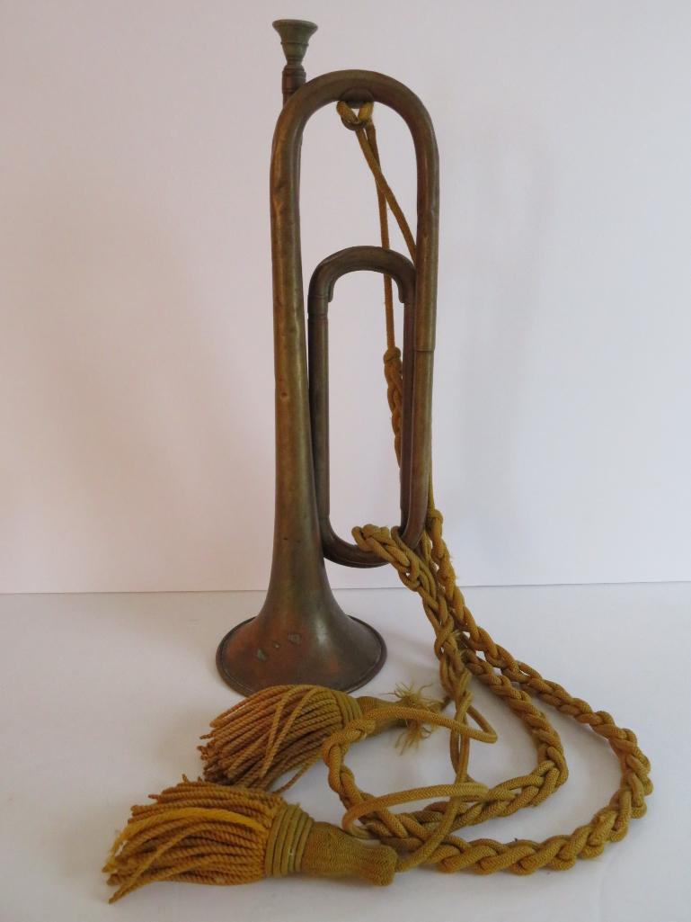 Brass Military Bugle, 16", cording