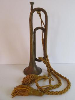 Brass Military Bugle, 16", cording