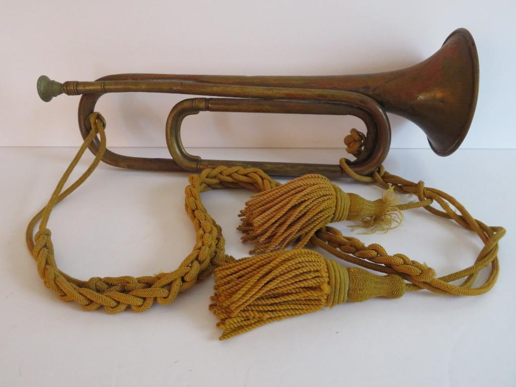 Brass Military Bugle, 16", cording