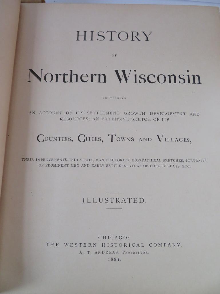 1881 History of Nothern Wisconsin book