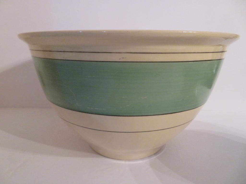 Nest of three green banded Roseville Mixing bowls