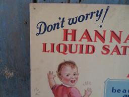 Hanna's Liquid Santioid Advertising sign