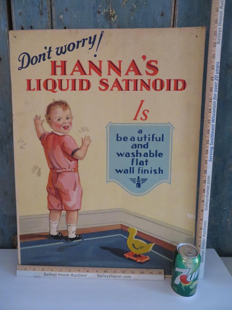 Hanna's Liquid Santioid Advertising sign