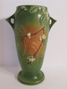 Roseville Snowberry Vase, IVI-10, green, 10"