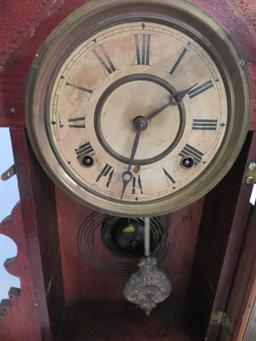 Gingerbread Clock, Ingraham, with key and pendulum
