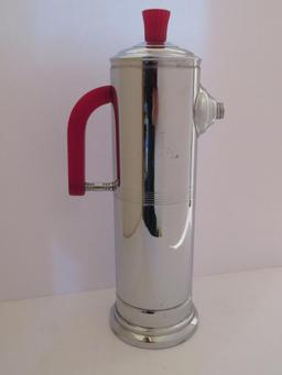 Deco Chrome and Red Bakelite Cocktail pitcher, musical, 13 1/2"