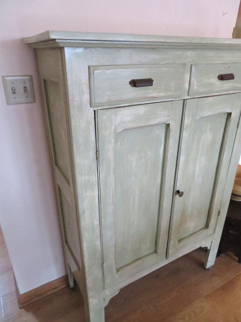 Pie Safe, painted, green distressed
