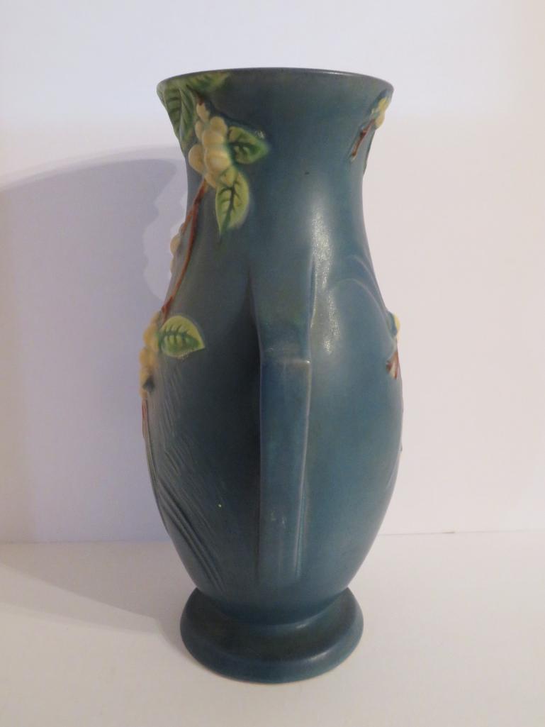 Roseville Snowberry Vase, blue, 12 1/2", IVI-12