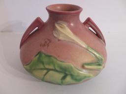 Roseville Thorn Apple Vase, 808-4", pink/green