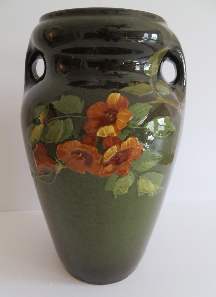 Roseville Rozane large two handle vase, 13"