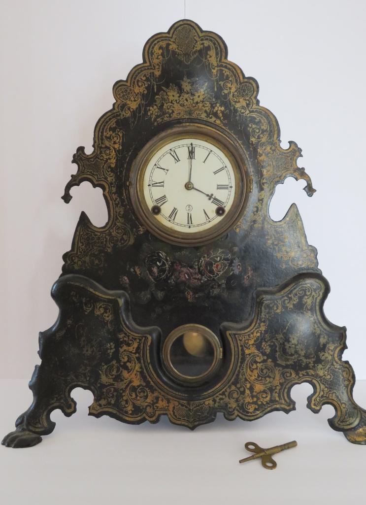 Bradley and Hubbard metal ornate mantle clock, 20"