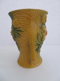 Roseville 4" Peony Vase, yellow/orange, 57-4