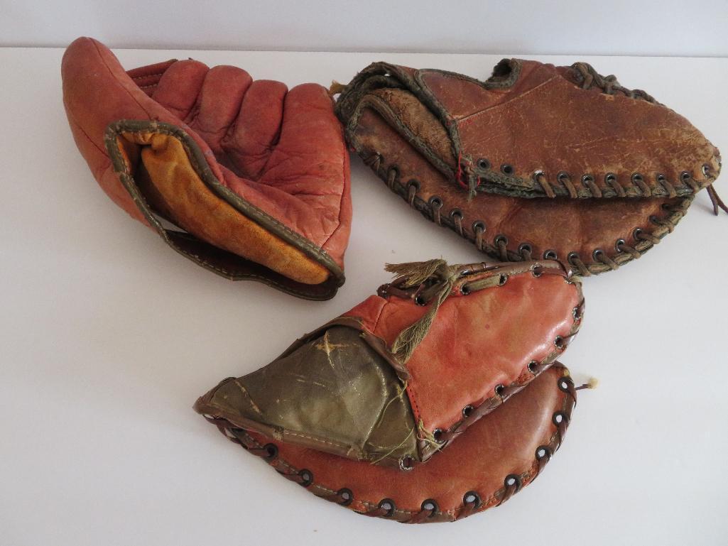 Three Vintage Baseball Gloves