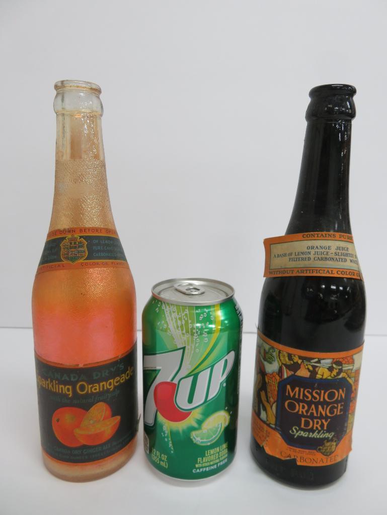 Canada Dry Sparkling Orange and Mission Orange paper label bottles