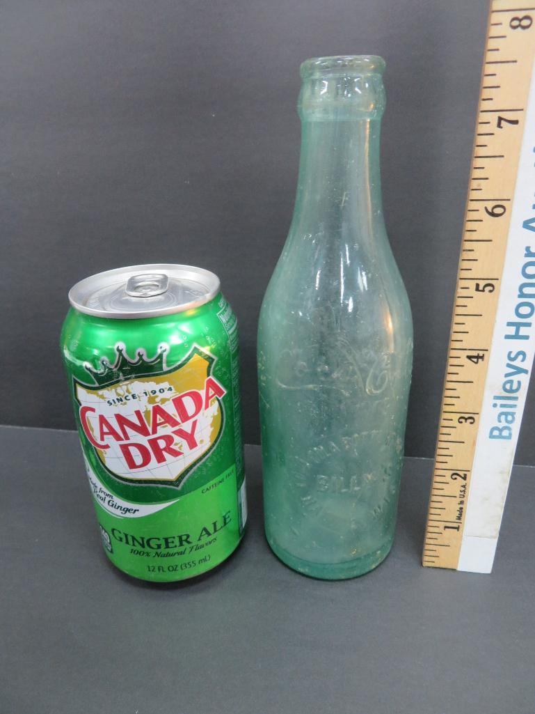 Billy's Coca Cola bottle, Racine Wis, aqua, 7 3/4"