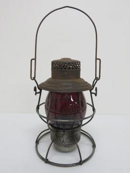 Adlake Pennsylvania Lines Red Globe Railroad Lantern, 10"