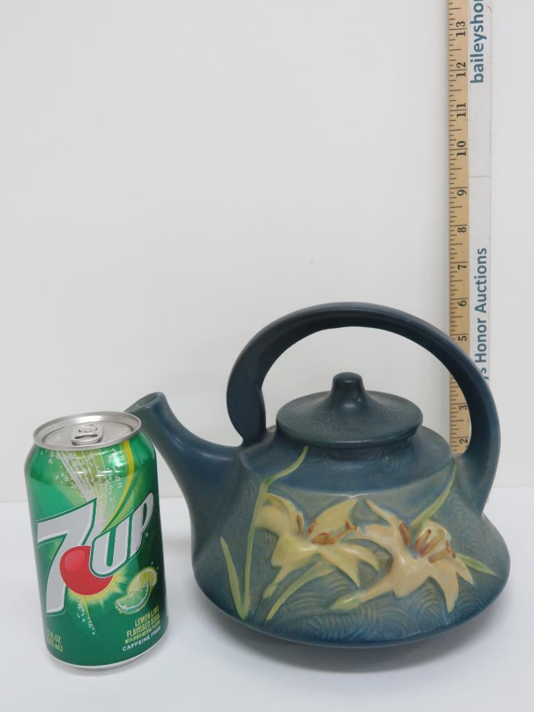 Blue Zephyr Lily Teapot, 7" tall