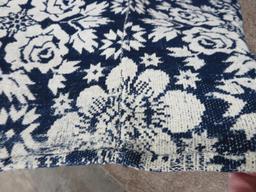 1850 Blue and White Woven coverlet, Seneca County Ohio, birds and flora