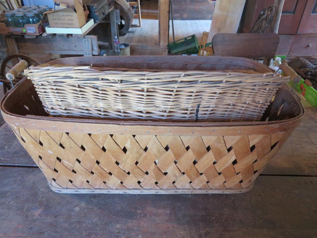 Two wicker and reed baskets