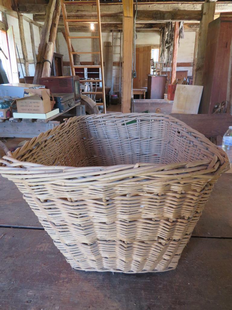 Two wicker and reed baskets