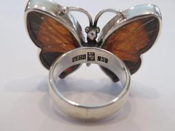 Butterfly wing ring, size 6, Peru, 950, WC designer