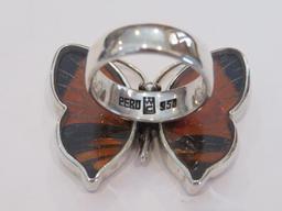 Butterfly wing ring, size 6, Peru, 950, WC designer