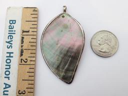 Abalone leaf shape pendant and drop earrings