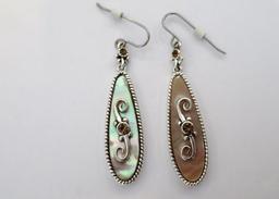 Abalone leaf shape pendant and drop earrings