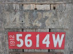 Three early 1900 metal license plates