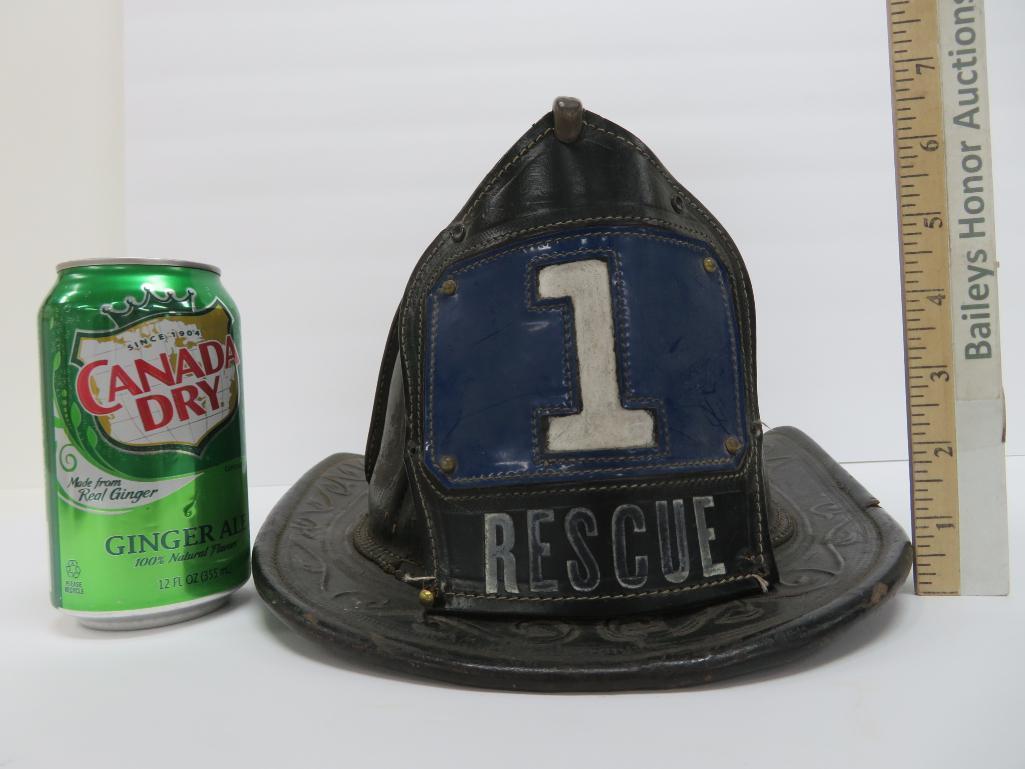 Cairens New Yorker, Leather Fire Dept helmet, c 1940/50