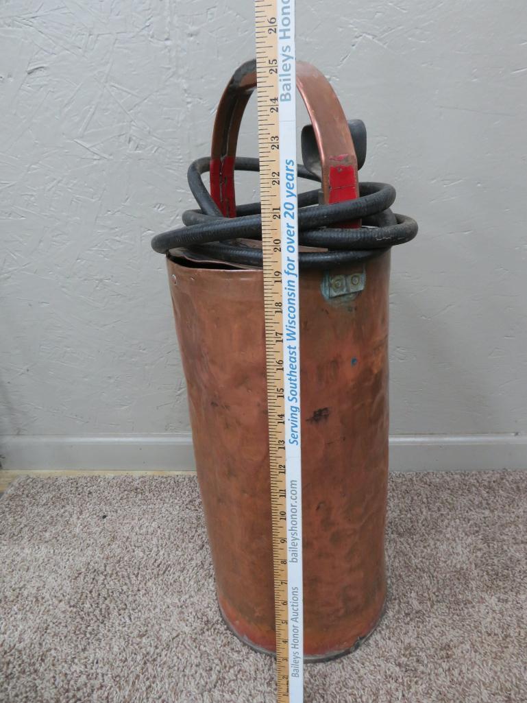 1920/30's coppersmith pump extinguisher, Milwaukee Fire Department, 26" tall