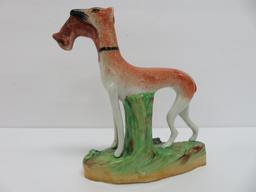 English Staffordshire Saluki Hound figurine, 6"