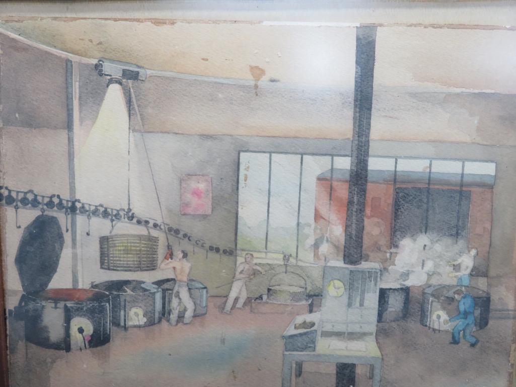 Watercolor done by WWII Prisoner of War at Oconomowoc Canning Company